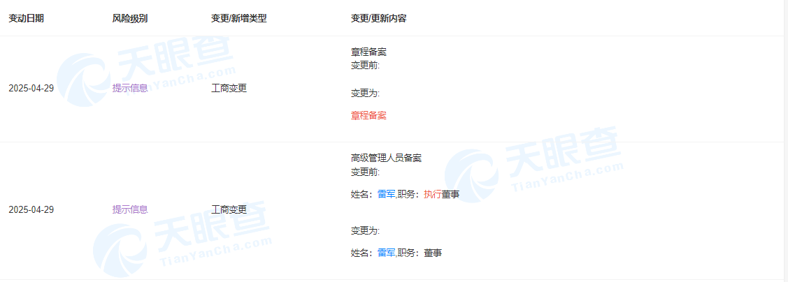 雷軍在小米之家職務由執行董事改任董事